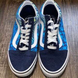 Vans Blue and White Patterned Sneakers